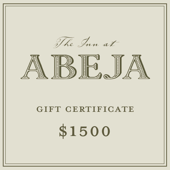 $1500 GIFT CERTIFICATE